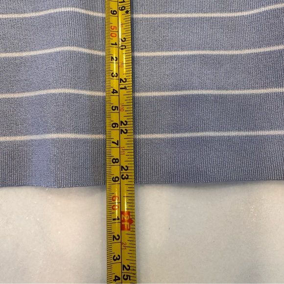 Lafayette 148 Silk Blend Slate Blue Striped Open Front Knit Cardigan Sz M - Picture 7 of 9